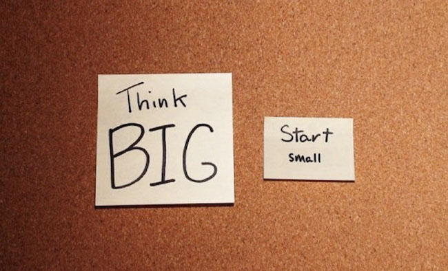 Start small, think big on post it notes