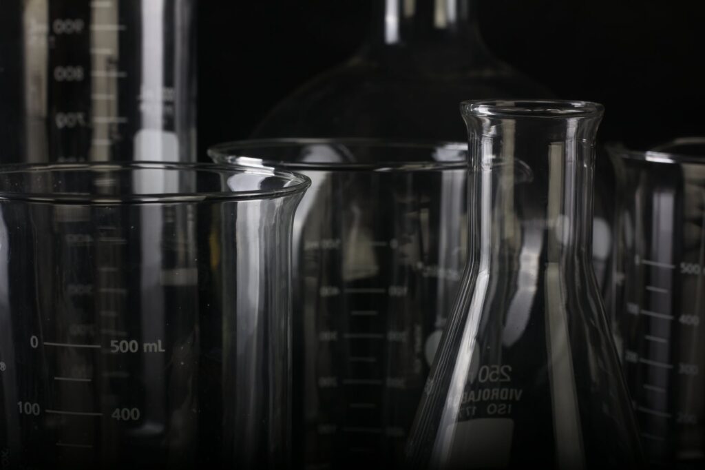 Empty chemistry beakers