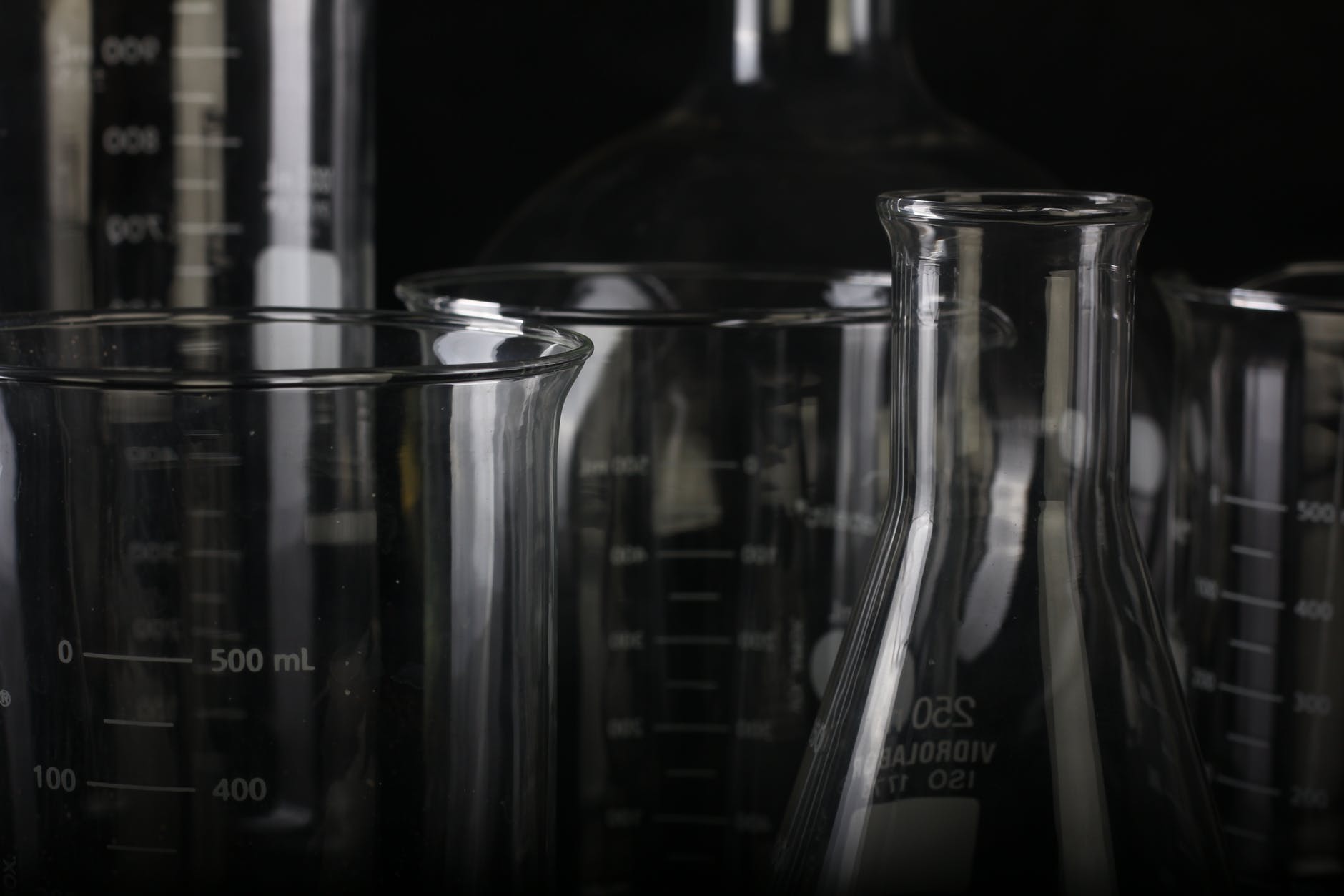 Empty chemistry beakers