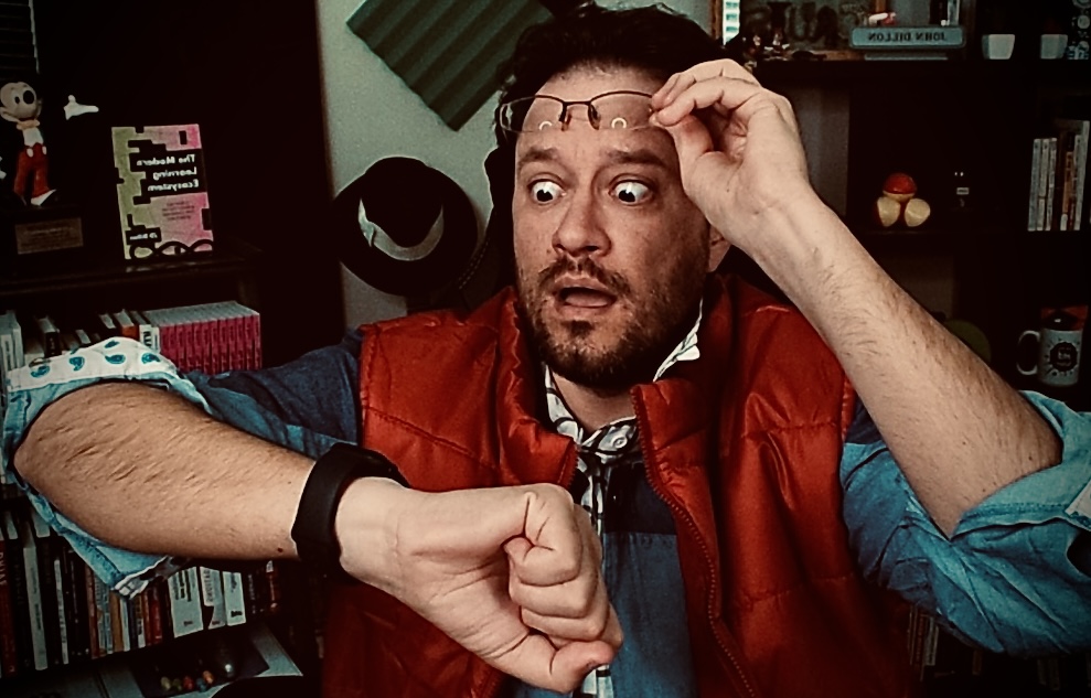 JD dressed like Marty McFly
